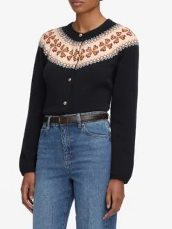 The Cashmere Fairisle Cardi -- Navy -Frame Sale Store 2003105 SWAN WF25KSW040 NAVY 8330