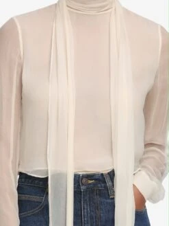 The Wisp Tie Blouse -- Cream -Frame Sale Store 2021210 SPCR WF25WBL002 CREA 5117