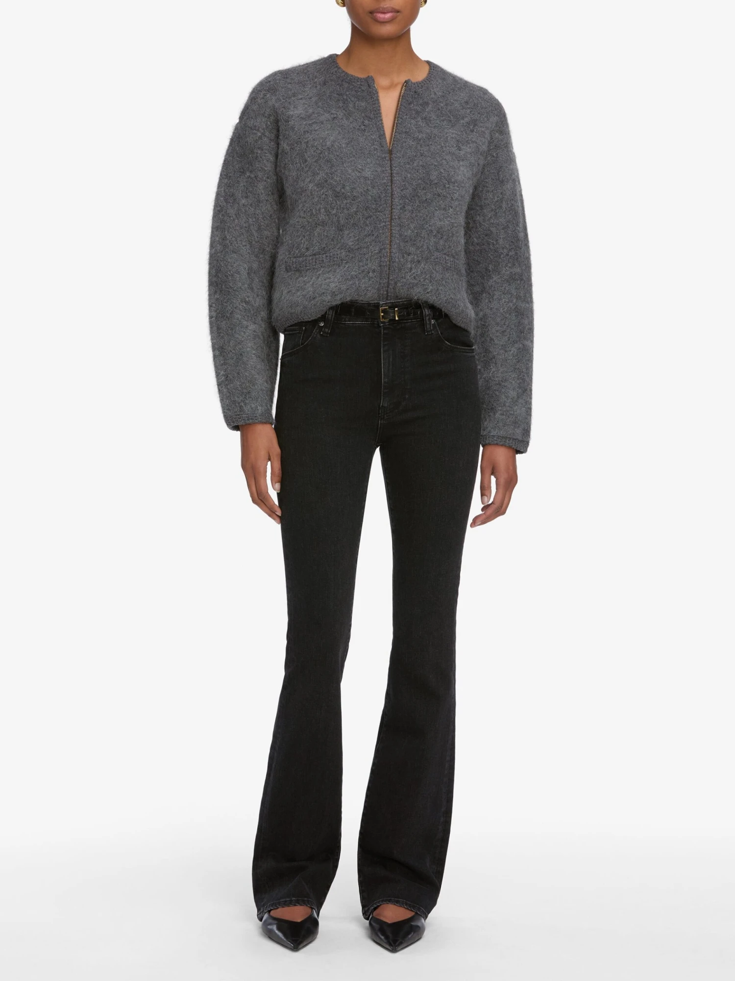 The Lofty Crochet Cardi -- Dark Heather Grey 2 The Lofty Crochet Cardi -- Dark Heather Grey - Image 2