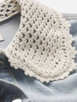 The Crochet Collar Shirt -- Florida -Frame Sale Store 7011CR967 FLDA FABRICDETAIL