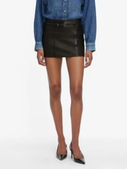 The Leather Belted Mini Skirt -- Black -Frame Sale Store 7016216 WAND WF25LSK002 BLK 4643