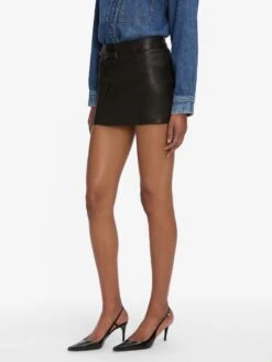 The Leather Belted Mini Skirt -- Black -Frame Sale Store 7016216 WAND WF25LSK002 BLK 4679 V2
