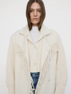 Jacquard Fringe Coat -- Stone -Frame Sale Store FRAME PRE Spring 25 LBMS20 2034