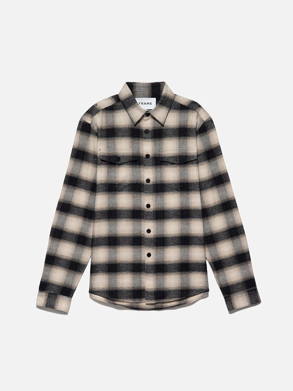 Plaid Flannel Shirt -- Noir / Light Beige 1 Plaid Flannel Shirt -- Noir / Light Beige