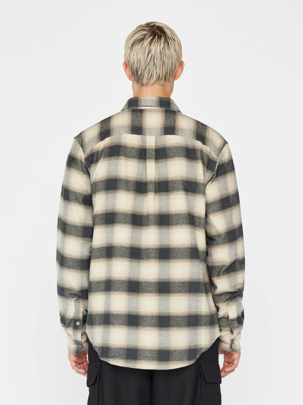 Plaid Flannel Shirt -- Noir / Light Beige 6 Plaid Flannel Shirt -- Noir / Light Beige - Image 6