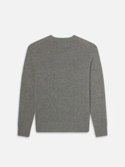 Cashmere Crewneck Sweater -- Gris -Frame Sale Store LMSW0088 GREY B V3