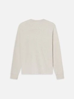 Duo Fold Long Sleeve Crew -- Oatmeal Heather -Frame Sale Store LMTS0135 OMHR B V2