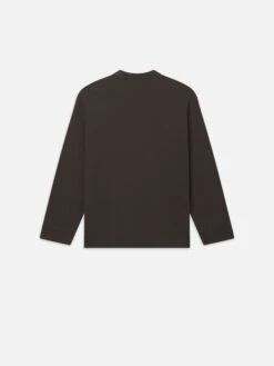 Duo Fold Long Sleeve Crew -- Dark Taupe -Frame Sale Store LMTS0377 DRKT B V2
