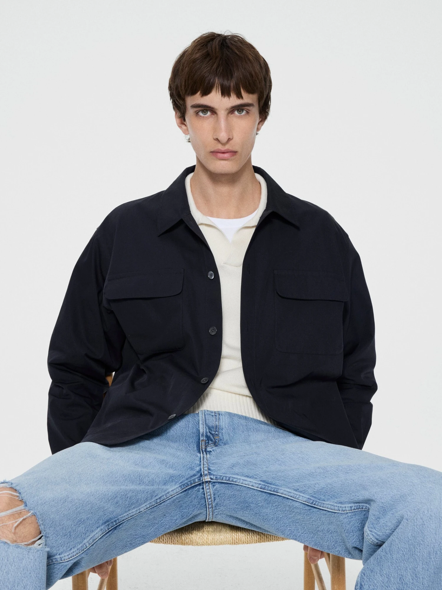 Double Pocket Over Shirt -- Dark Navy 2 Double Pocket Over Shirt -- Dark Navy - Image 2