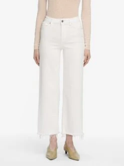 Le Slim Palazzo Crop -- White Raw Fray -Frame Sale Store LSPCRF238Z WHTR WF25KSW059 CREA 0998