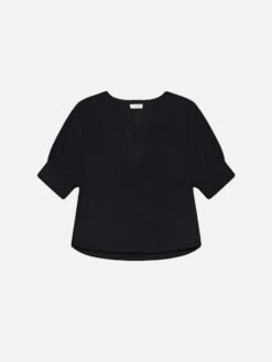 V-neck Popover Top -- Black