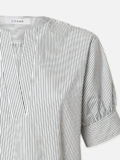 V-Neck Popover Top -- Navy Multi -Frame Sale Store LWSH2829 NAMU DETAIL 0168 V2