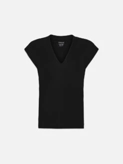 Le Mid Rise V Neck Tee -- Noir
