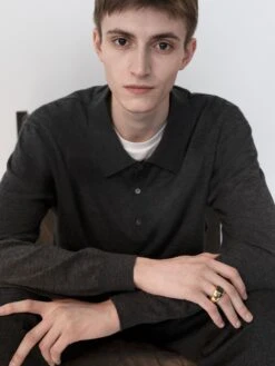 Superfine Polo Sweater -- Grey Melange -Frame Sale Store Look13 03