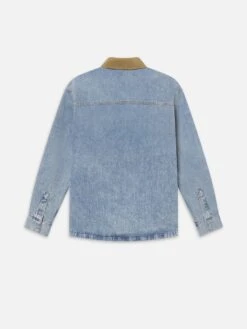 Suede Collar Denim Overshirt -- Esme 5 Suede Collar Denim Overshirt -- Esme -Frame Sale Store M026DWT207 ESME B