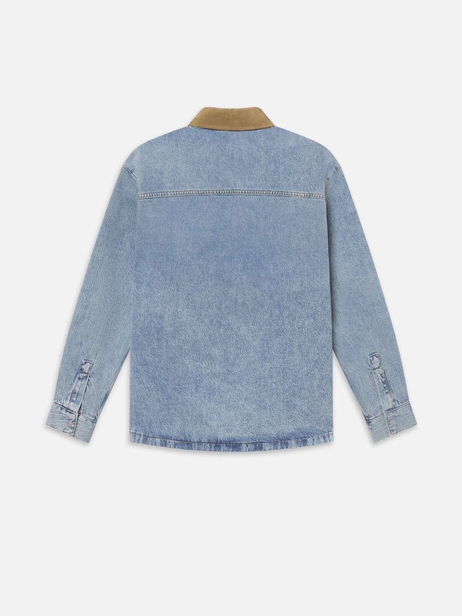 Suede Collar Denim Overshirt -- Esme 3 Suede Collar Denim Overshirt -- Esme - Image 3