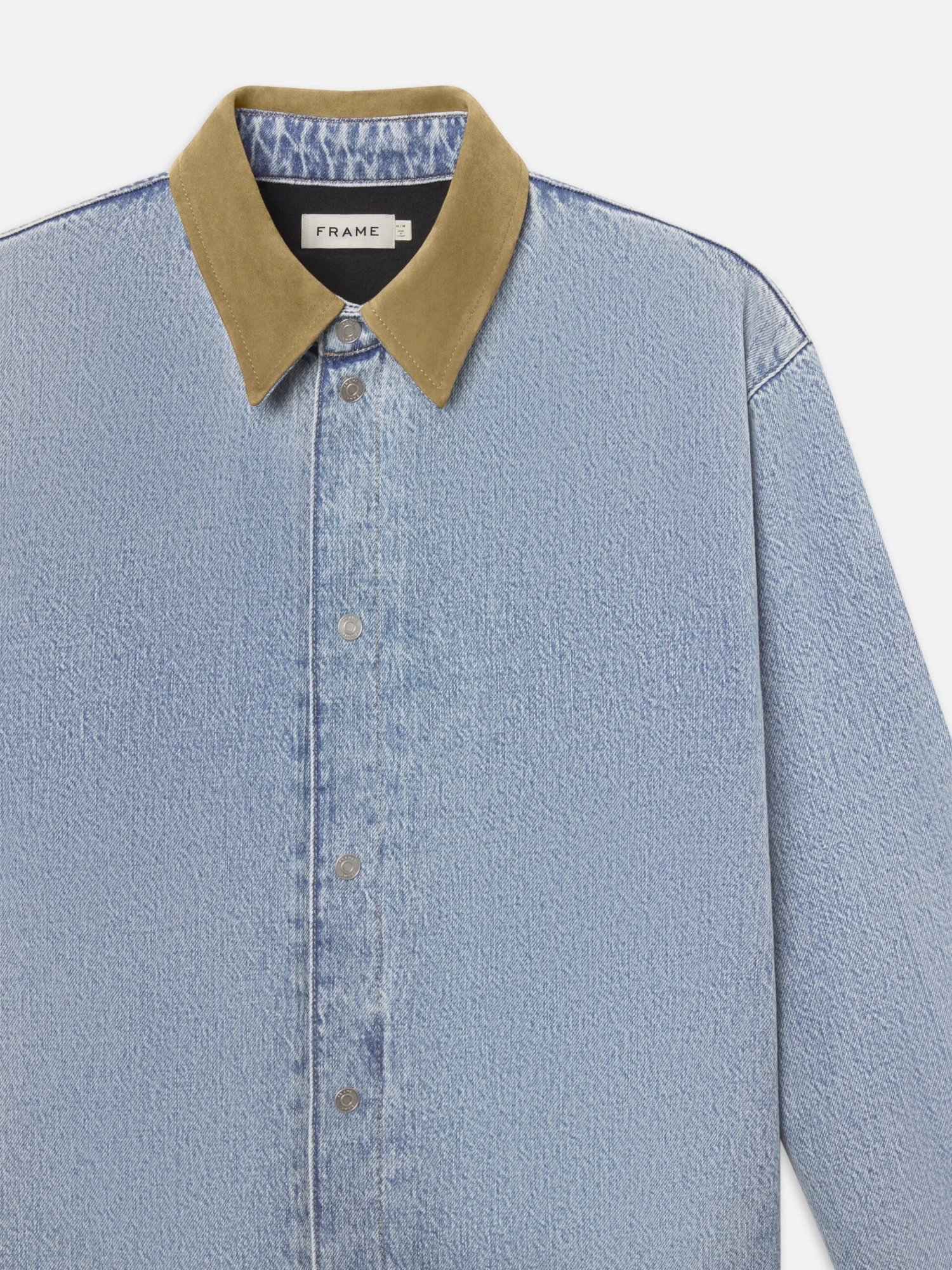 Suede Collar Denim Overshirt -- Esme 2 Suede Collar Denim Overshirt -- Esme - Image 2