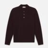 Long Sleeve Pique Polo -- Burgundy