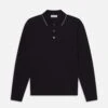 Long Sleeve Pique Polo -- Dark Navy