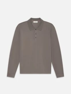 Long Sleeve Pique Polo -- Smoky Mocha