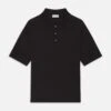Cotton Silk Polo Sweater -- Black