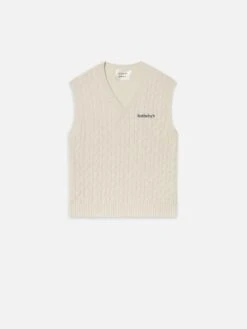Sotheby's Unisex Cable Sweater Vest -- Cream