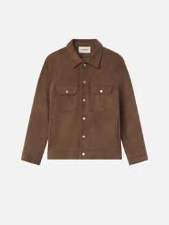Suede Trucker Jacket -- Mocha