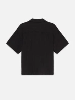 Crochet Short Sleeve Shirt -- Black -Frame Sale Store ME25WSH001 BLK B V2