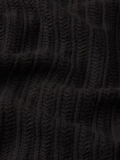 Crochet Short Sleeve Shirt -- Black -Frame Sale Store ME25WSH001 BLK FABRICDETAIL1