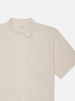 Jacquard Cotton Short Sleeve Shirt -- White Sand 8 Jacquard Cotton Short Sleeve Shirt -- White Sand -Frame Sale Store ME25WSH008 WTSD DETcopy