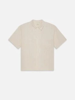 Jacquard Cotton Short Sleeve Shirt -- White Sand