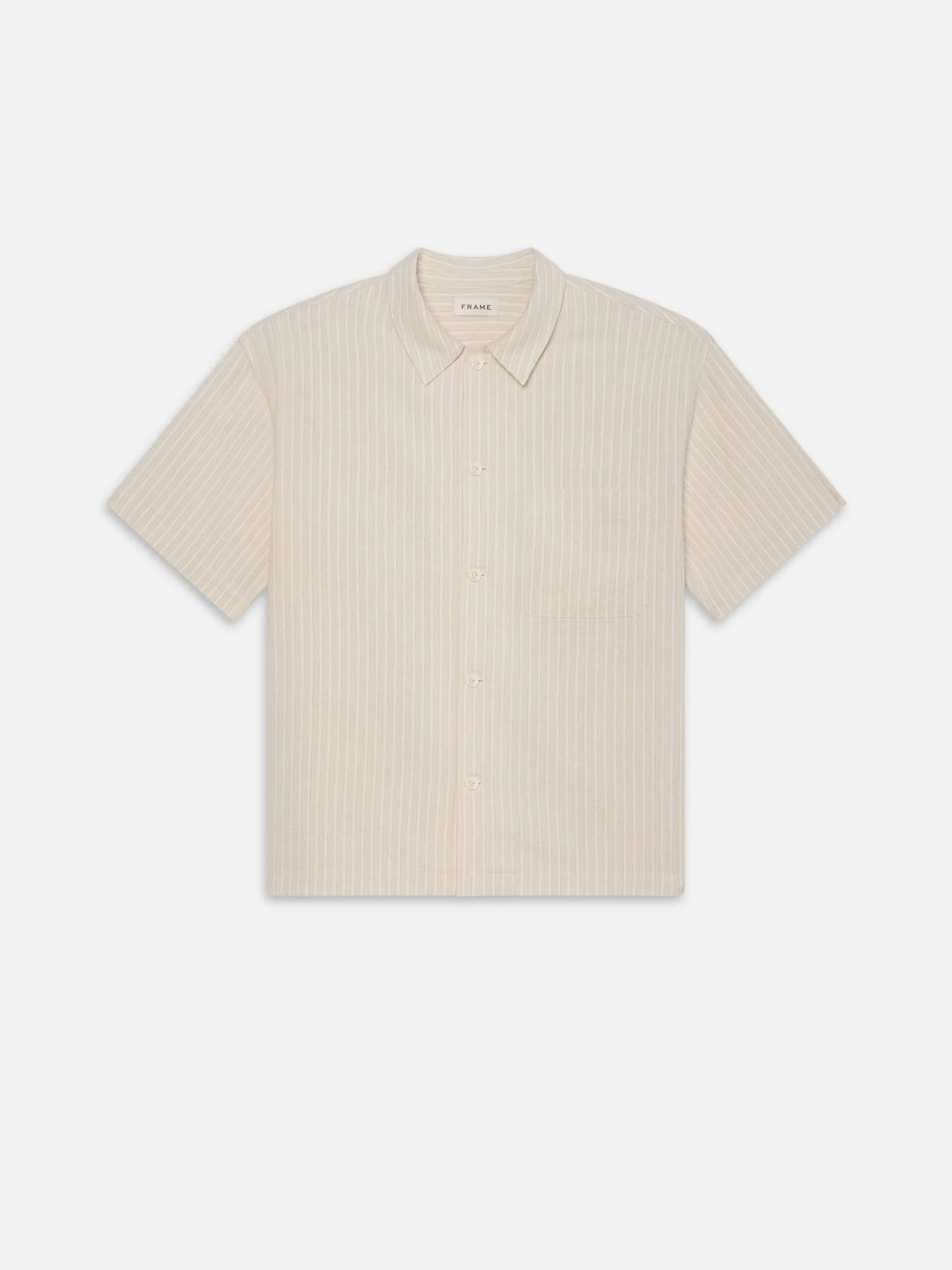 Jacquard Cotton Short Sleeve Shirt -- White Sand 1 Jacquard Cotton Short Sleeve Shirt -- White Sand