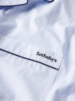 Sotheby's Unisex Pajama Shirt -- Blue Stripe -Frame Sale Store ME25WSH034 BLST FABRICDETAIL