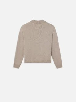 Silk Blend Polo Sweater -- Grey Beige -Frame Sale Store MF24KSW011 GRBE B V2