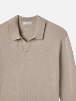 Silk Blend Polo Sweater -- Grey Beige -Frame Sale Store MF24KSW011 GRBE DET