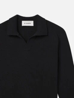 Silk Blend Polo Sweater -- Black 6 Silk Blend Polo Sweater -- Black -Frame Sale Store MF24KSW011 BLK DET