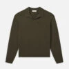 Silk Blend Polo Sweater -- Dark Olive