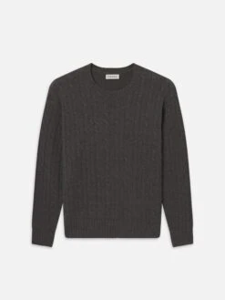 Cable Cashmere Crewneck -- Charcoal