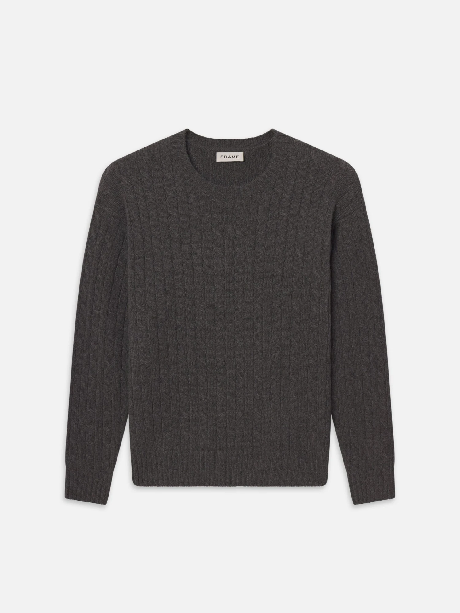 Cable Cashmere Crewneck -- Charcoal 1 Cable Cashmere Crewneck -- Charcoal