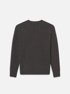 Cable Cashmere Crewneck -- Charcoal 6 Cable Cashmere Crewneck -- Charcoal -Frame Sale Store MF25KSW019 CHAR B