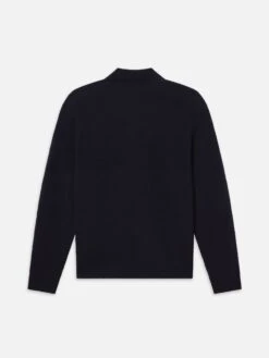 Textured Wool Cashmere Sweater -- Dark Navy -Frame Sale Store MF25KSW021 DKNV B