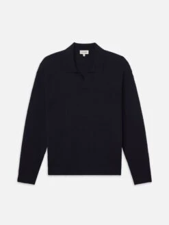 Textured Wool Cashmere Sweater -- Dark Navy