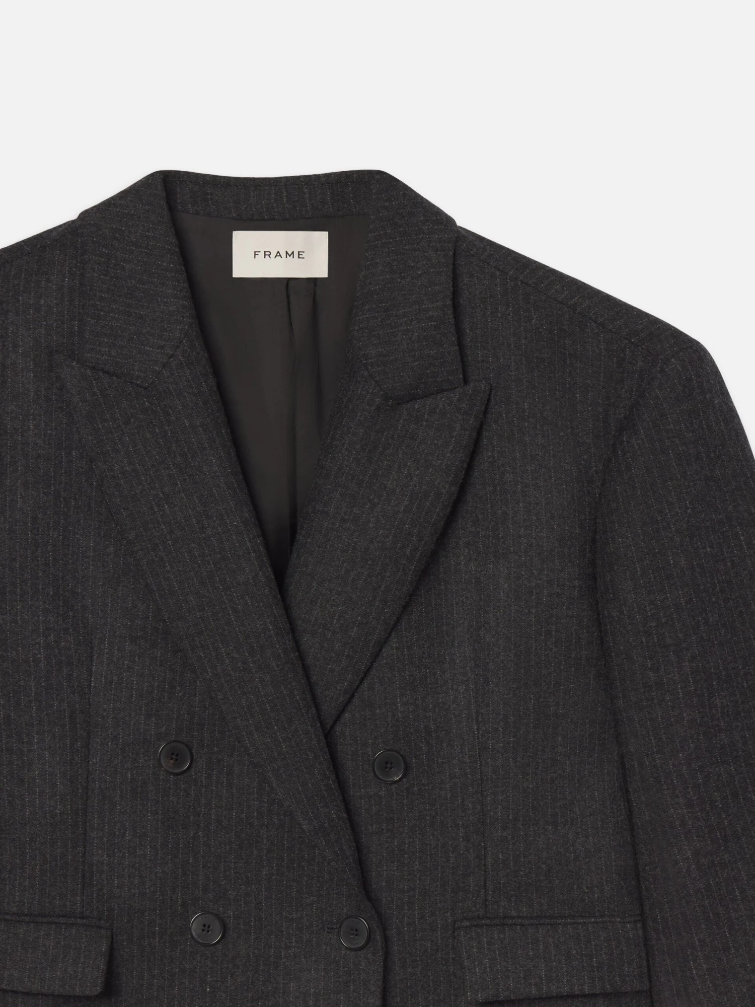 Pinstripe Wool Blazer -- Dark Grey 2 Pinstripe Wool Blazer -- Dark Grey - Image 2