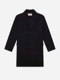 Double Face Wool Overcoat -- Dark Navy