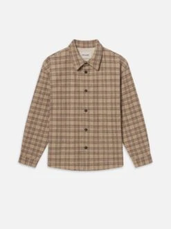 Woolen Plaid Overshirt -- Beige Multi