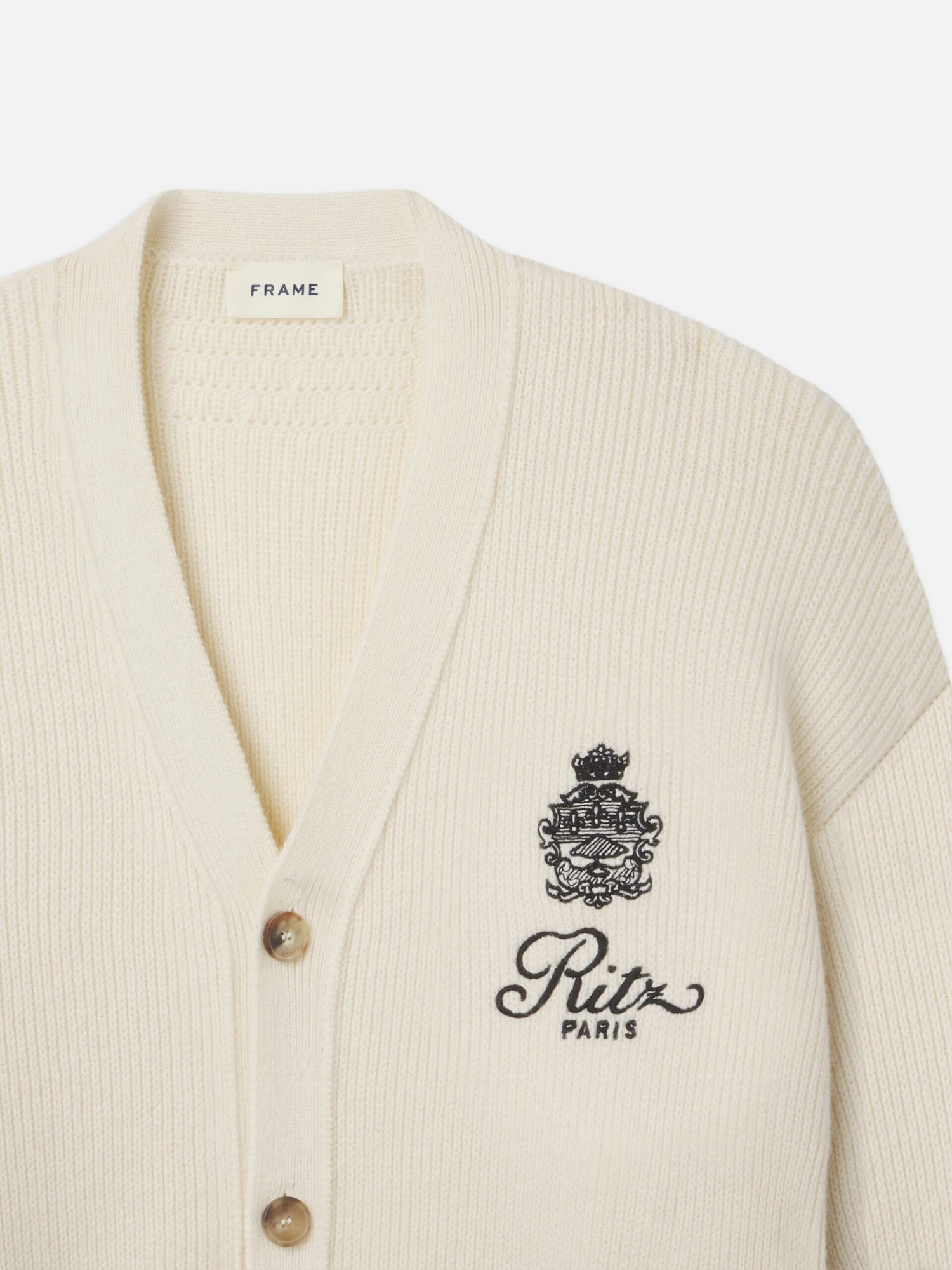 Ritz Embroidery Cashmere Cardigan -- Cream 3 Ritz Embroidery Cashmere Cardigan -- Cream - Image 3