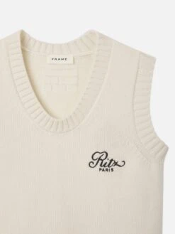 Ritz Men's Cashmere Sweater Vest -- Cream -Frame Sale Store MP25KSW026 CREA DET V2