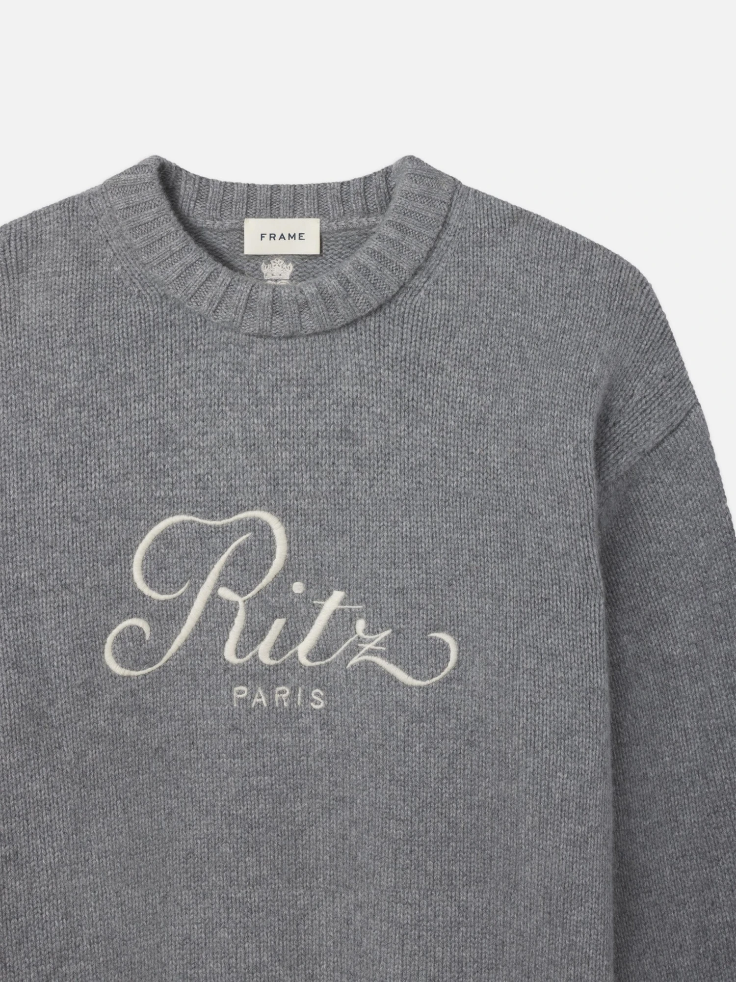 Ritz Unisex Cashmere Sweater -- Grey Melange 3 Ritz Unisex Cashmere Sweater -- Grey Melange - Image 3