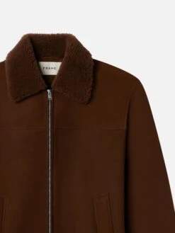 Suede Shearling Bomber -- Dark Camel 7 Suede Shearling Bomber -- Dark Camel -Frame Sale Store MP25LJA002 DACM DET