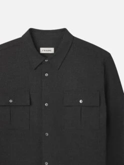 Classic Flannel Shirt -- Grey Melange -Frame Sale Store MP25WSH006 GRYM DET